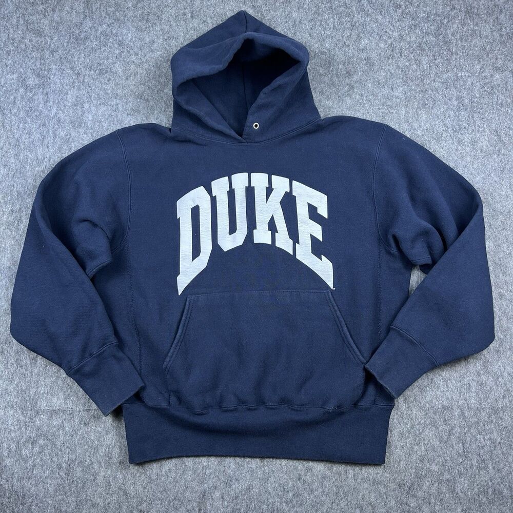 Vtg Duke University Store Men's Hoodie Sweatshirt Navy Blue USA Made Size Small